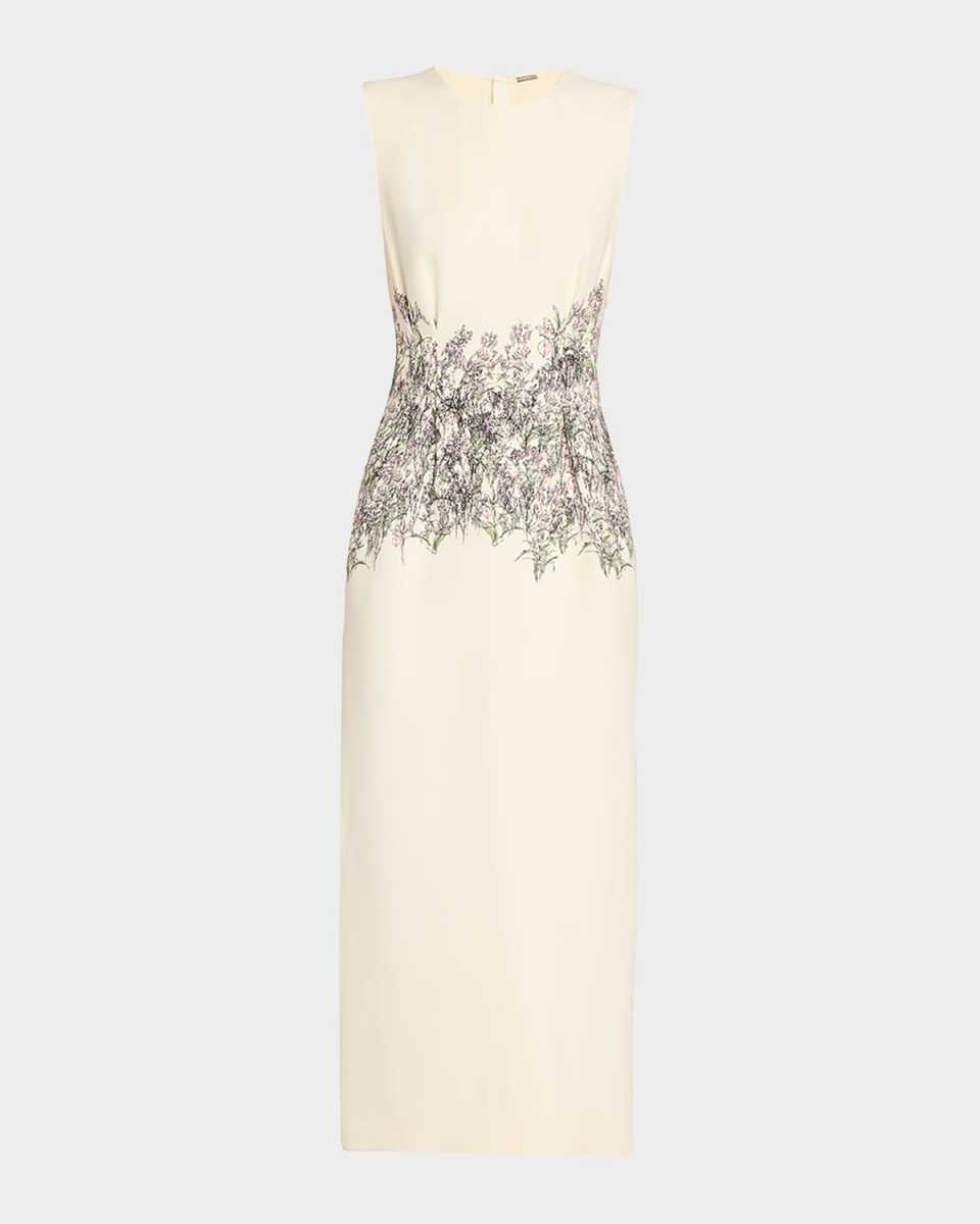 Ophelia Long Printed Wool Dress